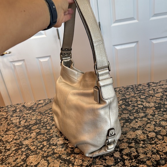 Coach F15064 Elegant Platinum Leather Shoulder Bag - Picture 2 of 10